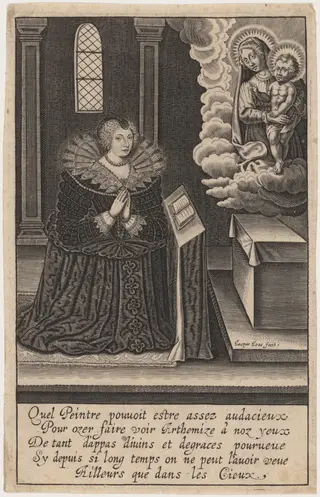 The Virgin Appearing to a Lady Penitent, by Jaspar Isacsz, ink, 1614