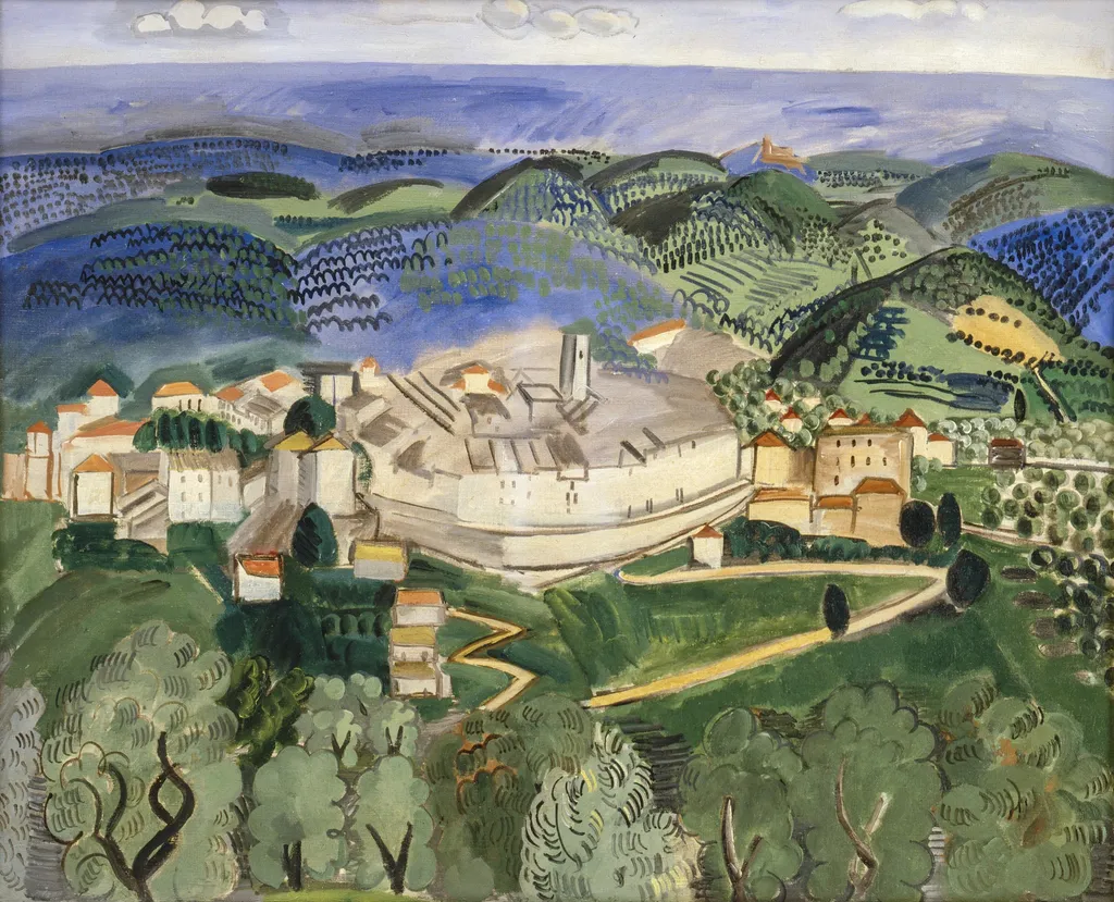 Landscape near Vence in Provence, by Raoul Dufy, oil, 1920
