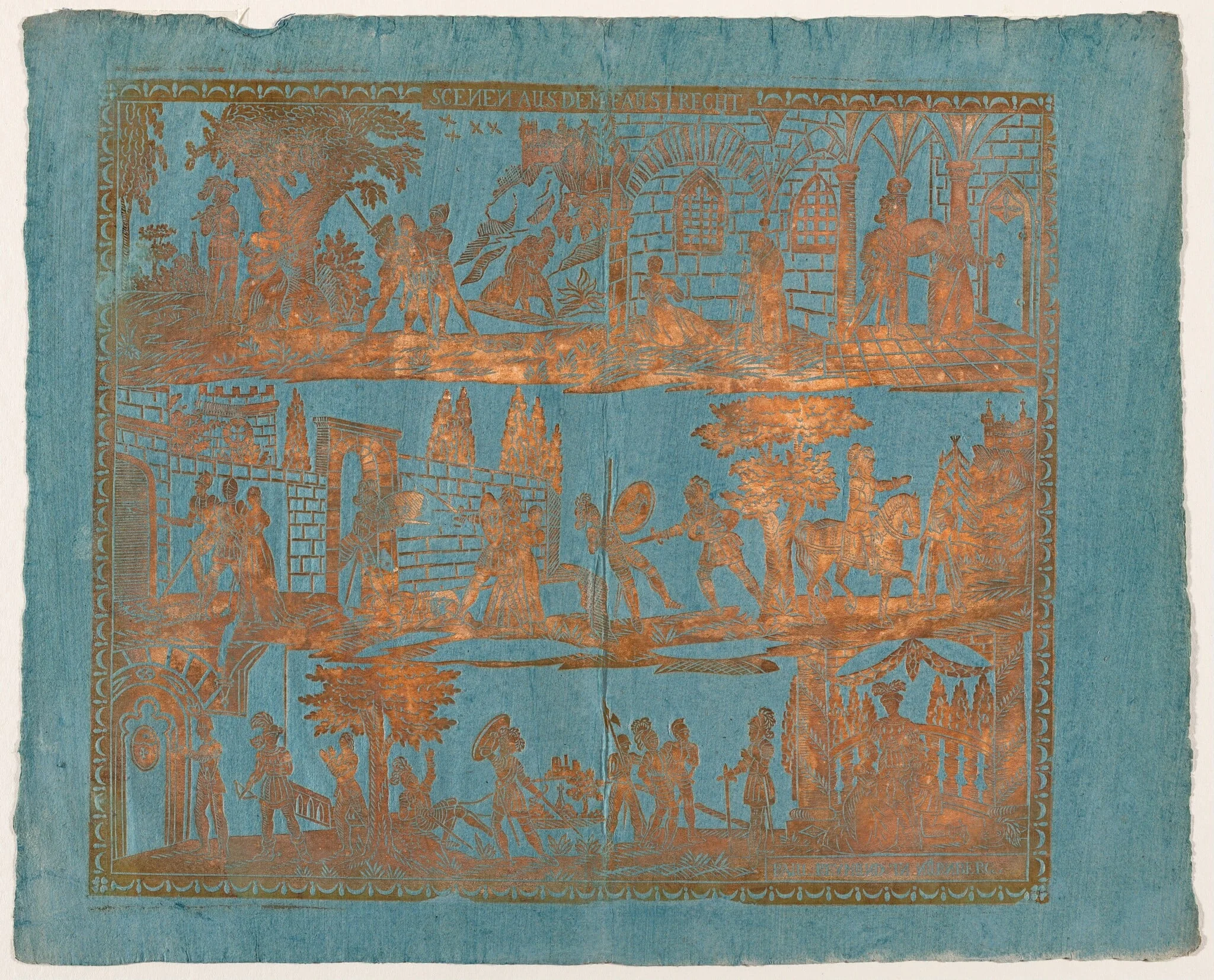 Endpaper with Scenes from the Life of a Knight, detail