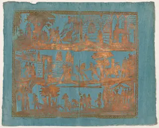 Endpaper with Scenes from the Life of a Knight, by Paul Reimund, ink, 1780