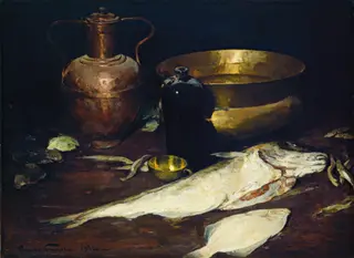 Still Life with Fish, by Emil Carlsen, oil, 1882