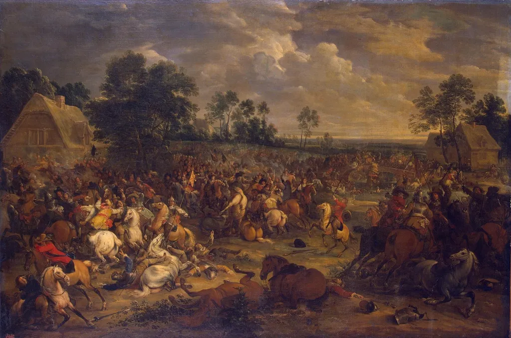 Battle, by Adam Frans van der Meulen, oil, 1657