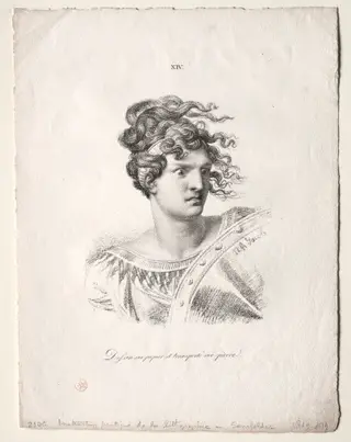 L'art de la lithographie: Head of an Amazon, by Alois Senefelder, 1819