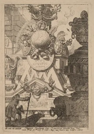 Fantasy of an Antique Trophy to Augustus, by Carl Schütz, ink, 1775