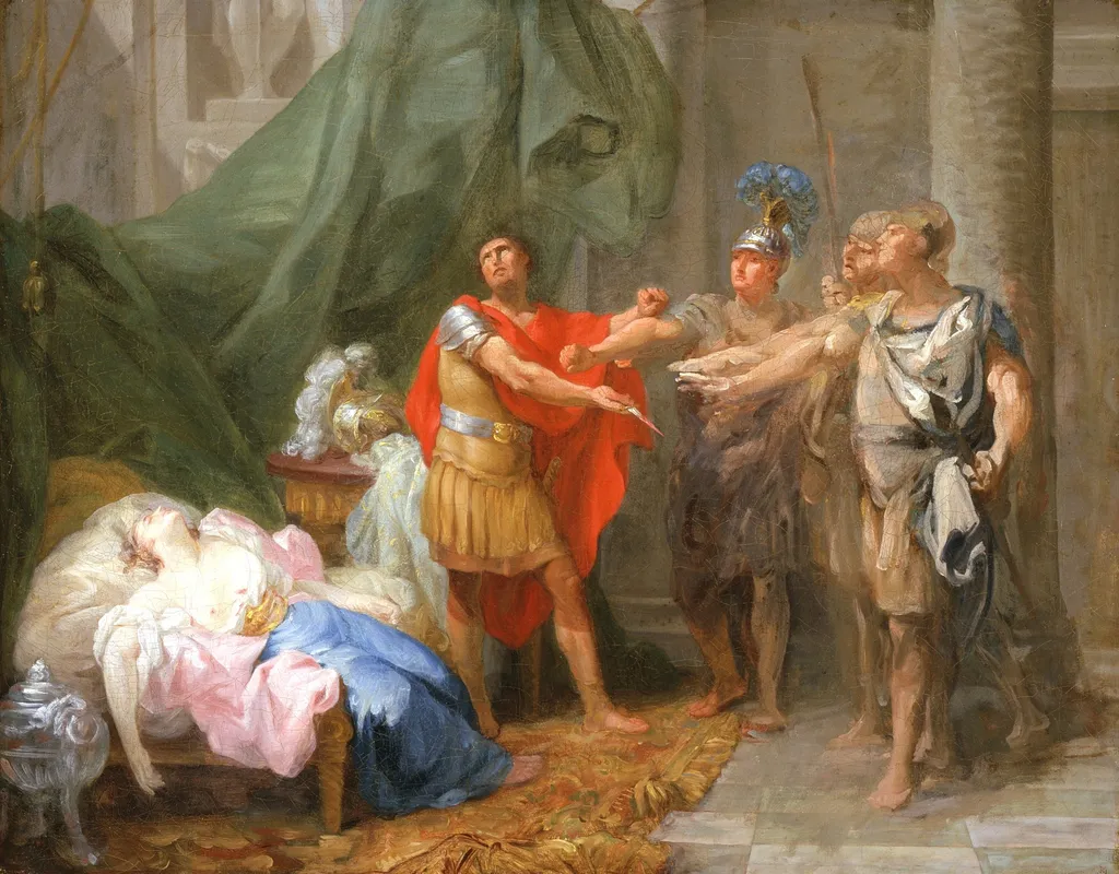 The Oath of Brutus, by Jacques-Antoine Beaufort, oil, 1771