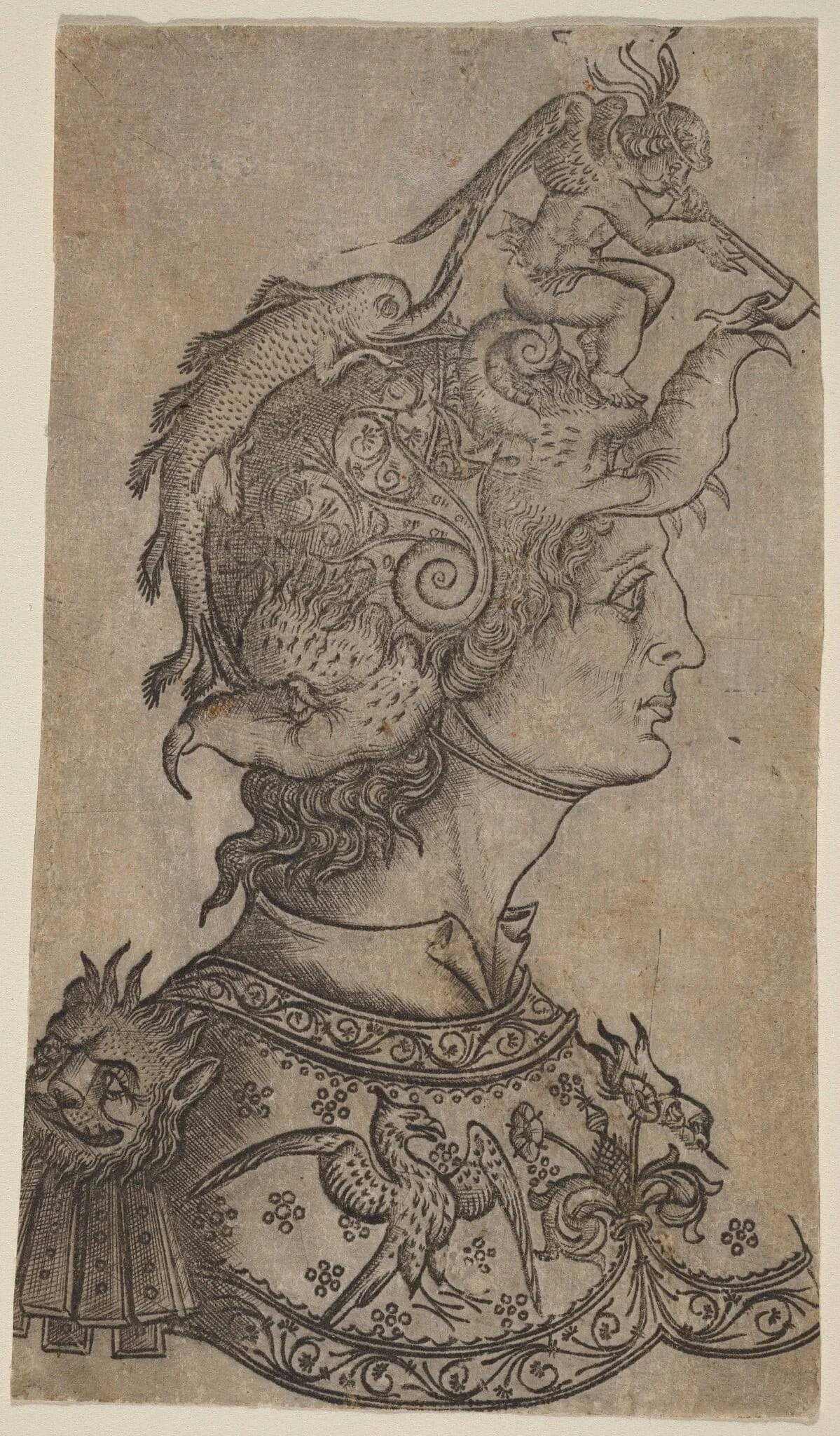 Man in a Fantastic Helmet, detail