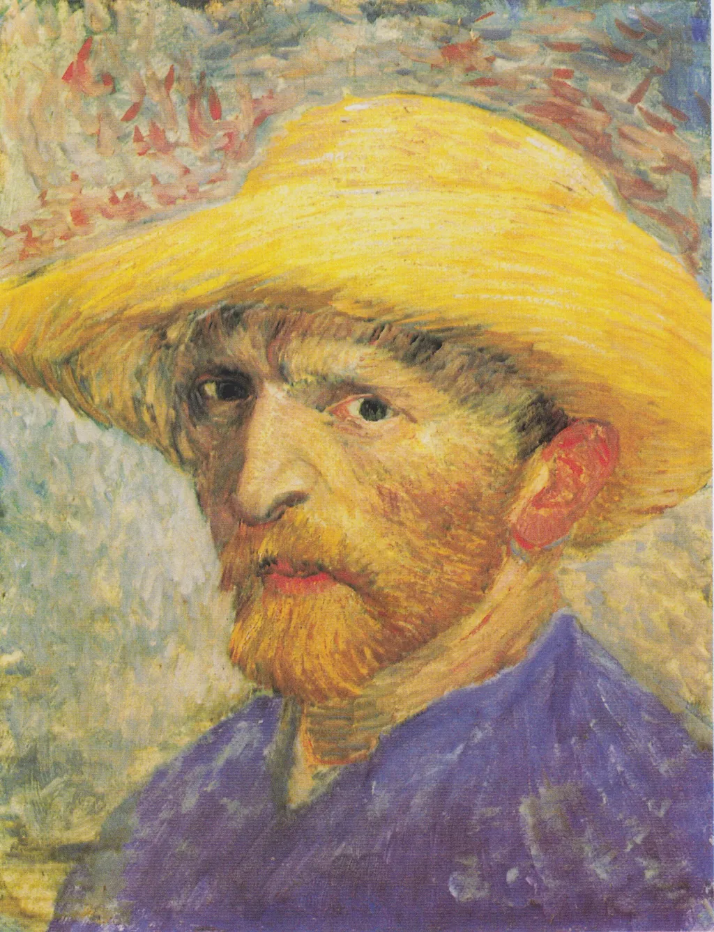Self-Portrait with Straw Hat, by Vincent van Gogh, unspecified