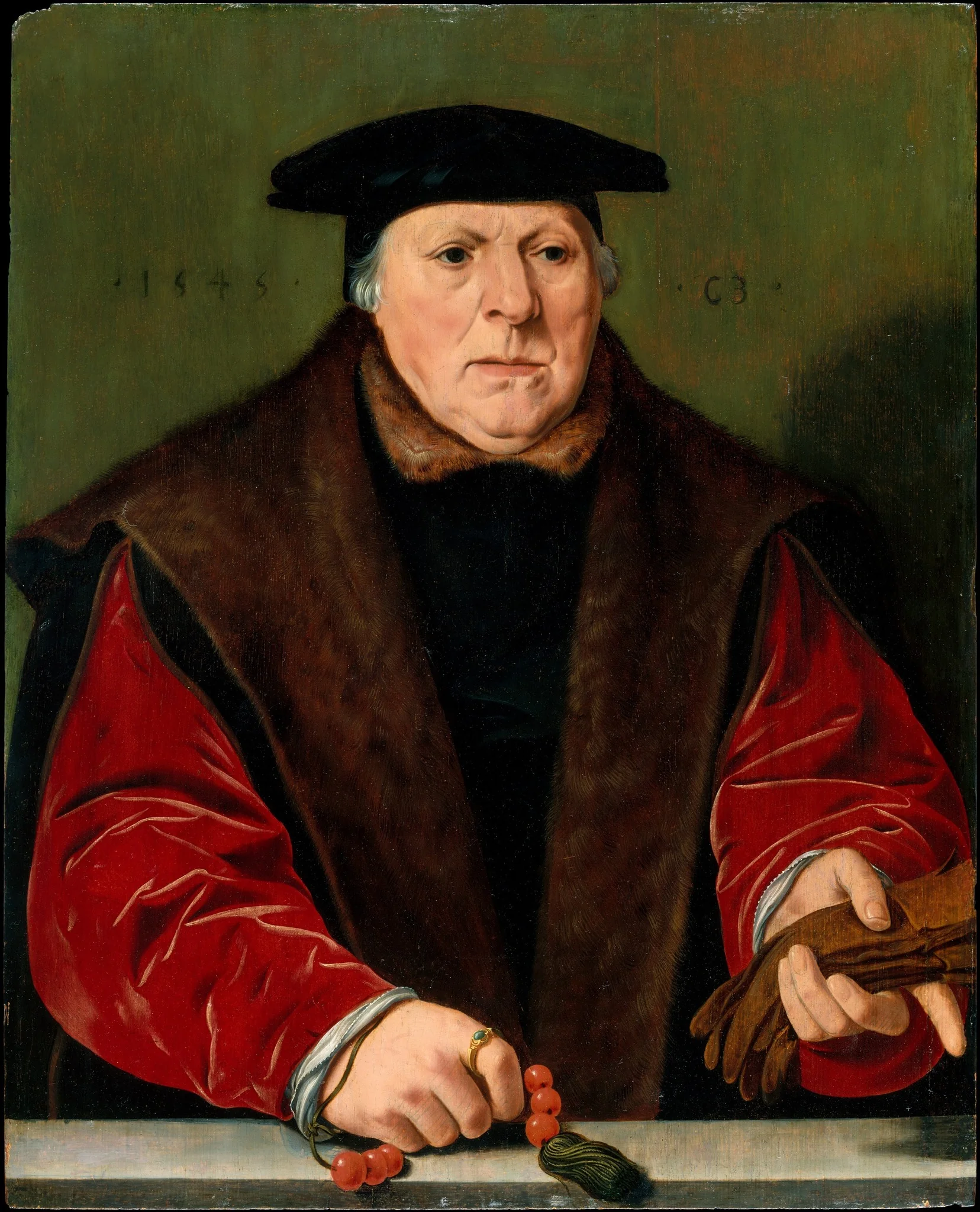 Portrait of a Man with a Rosary, detail