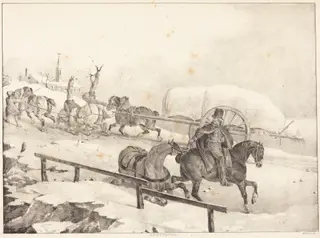 Wagoner Climbing a Hill (Roulier montant une cote), by Théodore Géricault, ink, 1823