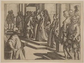 The Betrothal of Margaret of Austria to Philip III, King of Spain, by Raffaello Schiaminossi, ink, 1612