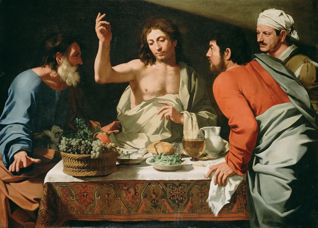 The Supper at Emmaus, by Bartolomeo Cavarozzi, oil, 1620