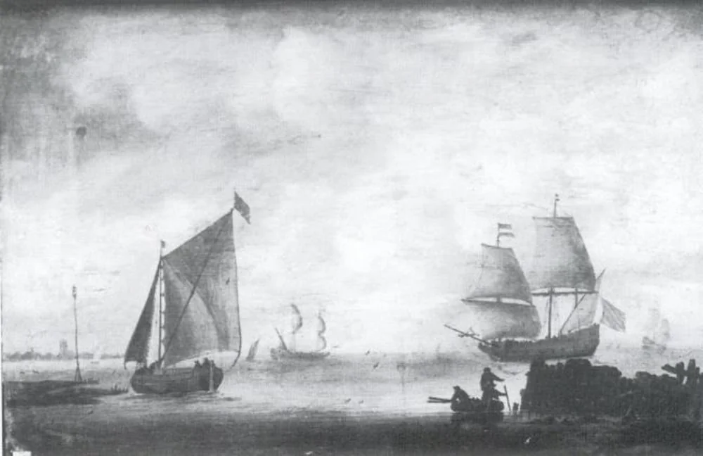 Sailing-ships in the Mouth of a River, detail