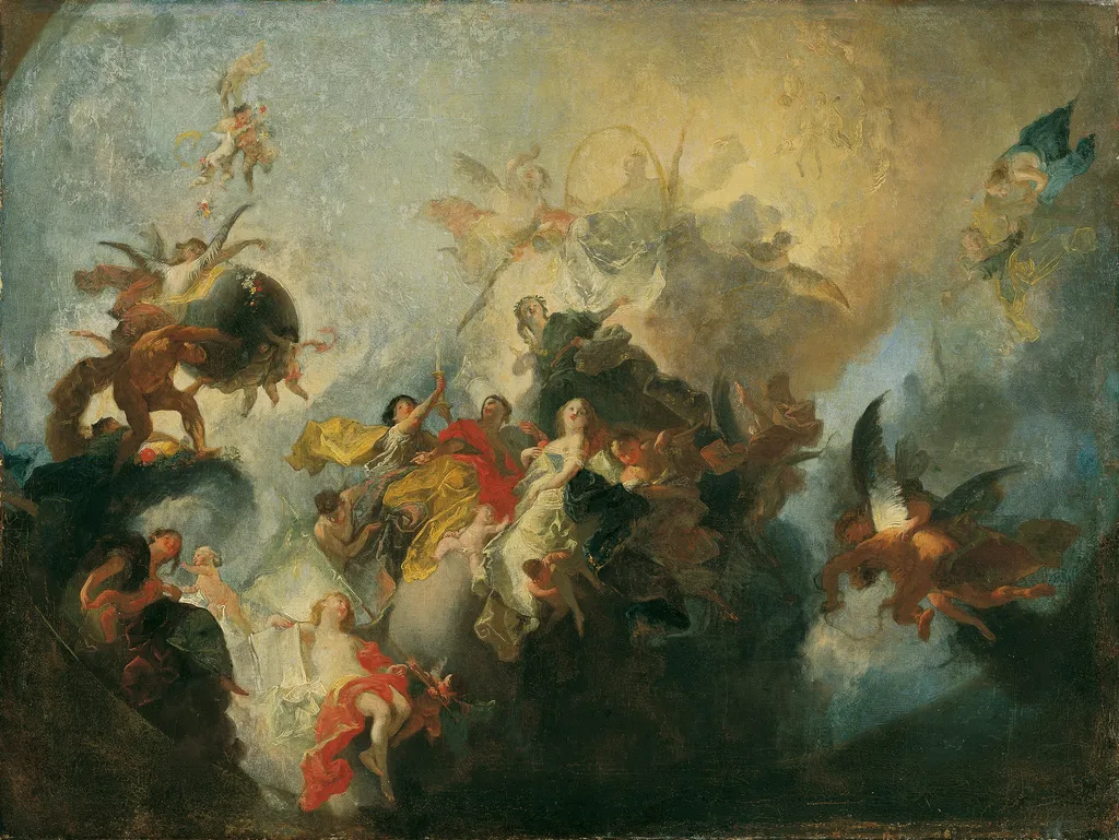 Divine Providence and Virtues, by Franz Anton Maulbertsch, oil, 1765