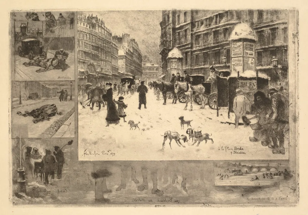 Winter in Paris (L’hiver à Paris or La neige à Paris), by Félix-Hilaire Buhot, 1879
