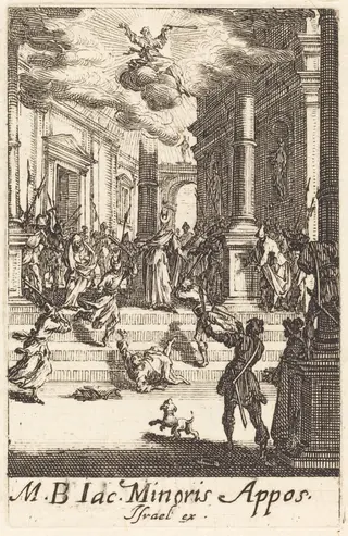 The Martyrdom of Saint James Minor, by Jacques Callot, ink, 1634