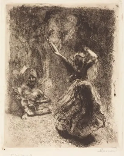 The Dancer of Tanjore (La bayadère de Tanjore), by Paul-Albert Besnard, ink, 1914