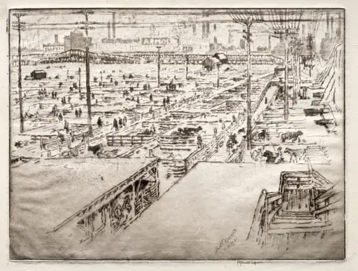 Stockyards, Chicago, by Joseph Pennell, 1910