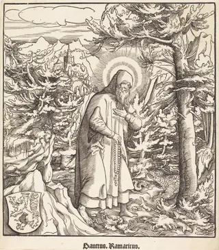 Saint Ramaricus, by Leonhard Beck, ink, 1517