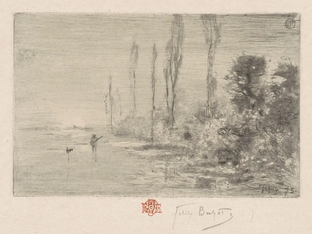 Une Matinée d'autommne (Autumn Afternoon), by Félix-Hilaire Buhot, ink, 1875