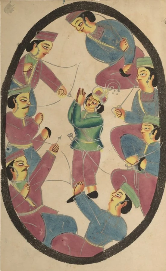 Seven Heroes or Warriors Killing Abhimanya, Son of Arjuna, detail