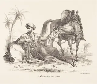 A Mameluck Resting, by Carle Vernet, ink, 1797