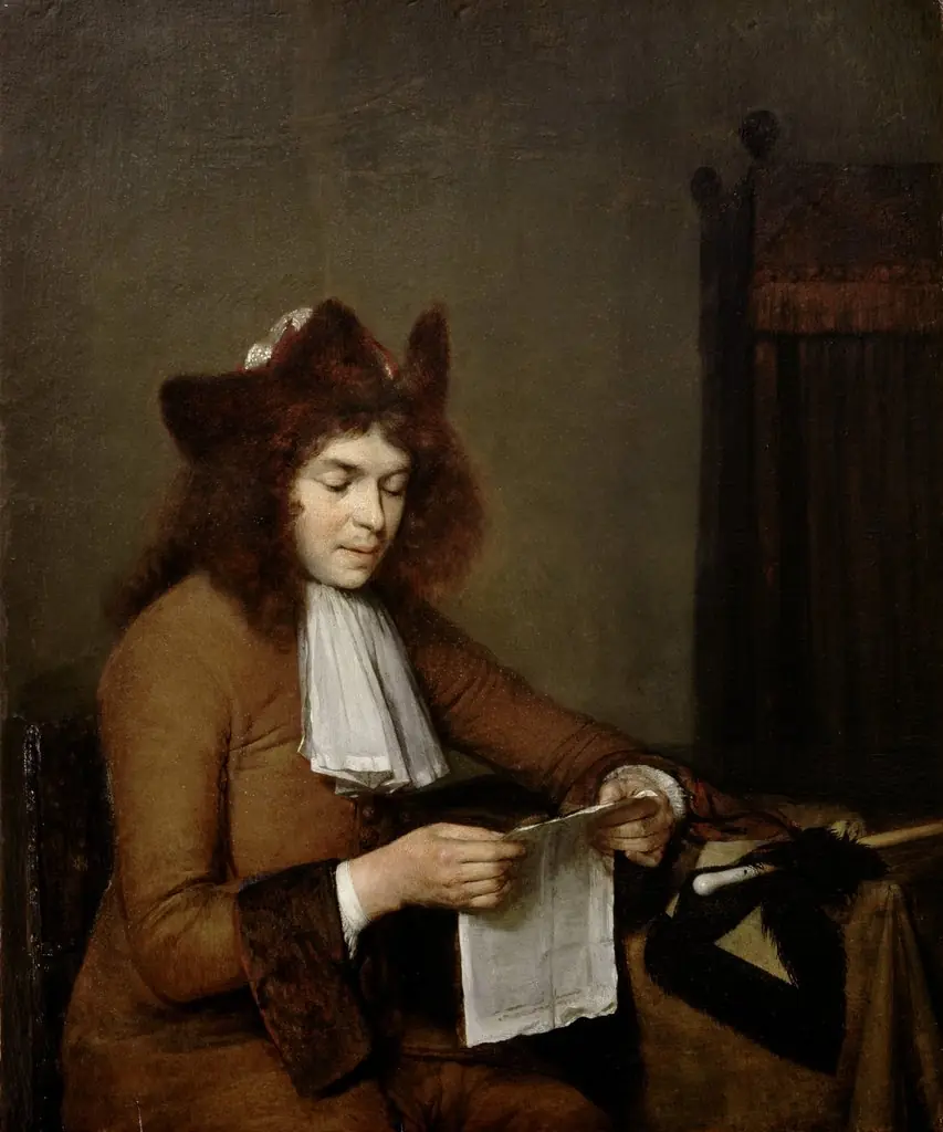 Young Man Reading, by Gerard ter Borch, oil, 1690