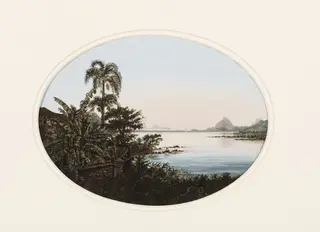 Lagoa Rodrigo de Freitas (Morro Dois Irmãos) (atribuído), by Nicola Antonio Facchinetti, oil, 1872