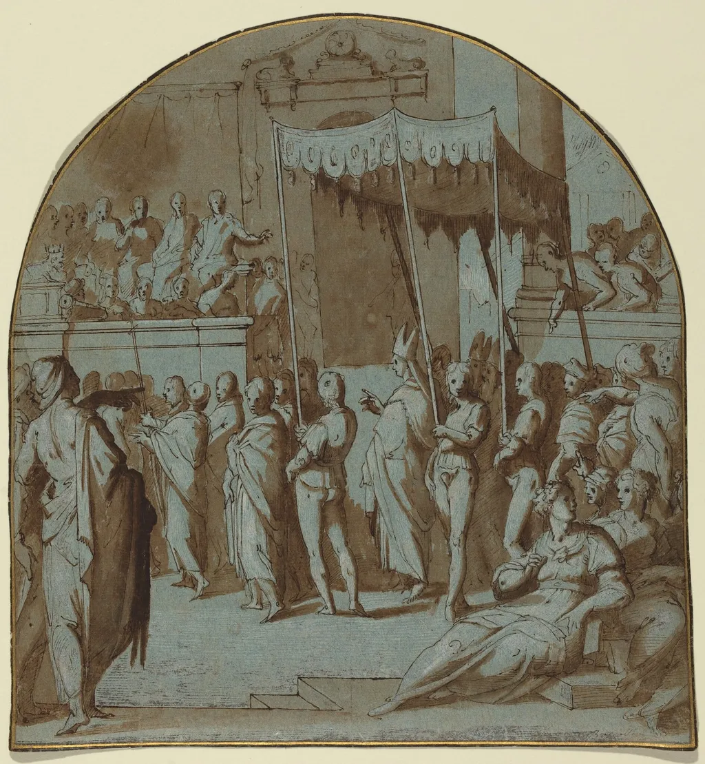 The Entry of Saint Antoninus into Florence, by Giovanni Balducci, ink, 1596