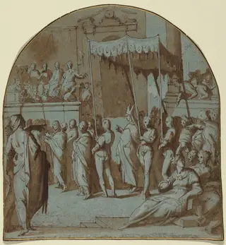 The Entry of Saint Antoninus into Florence, by Giovanni Balducci, ink, 1596