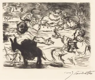 Das Gastmahl des Trimalchio: pl. V (The Banquet of Trimalchio: pl. V), by Lovis Corinth, ink, 1919
