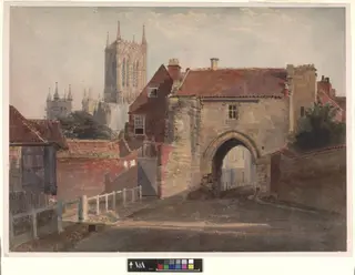 Potter Gate, Lincoln, by Peter De Wint, watercolor, 1800