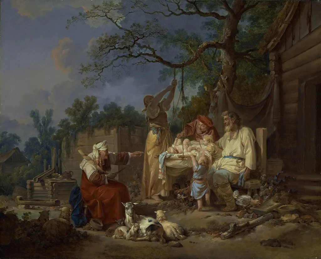 The Russian Cradle, by Jean-Baptiste Le Prince, oil, 1764