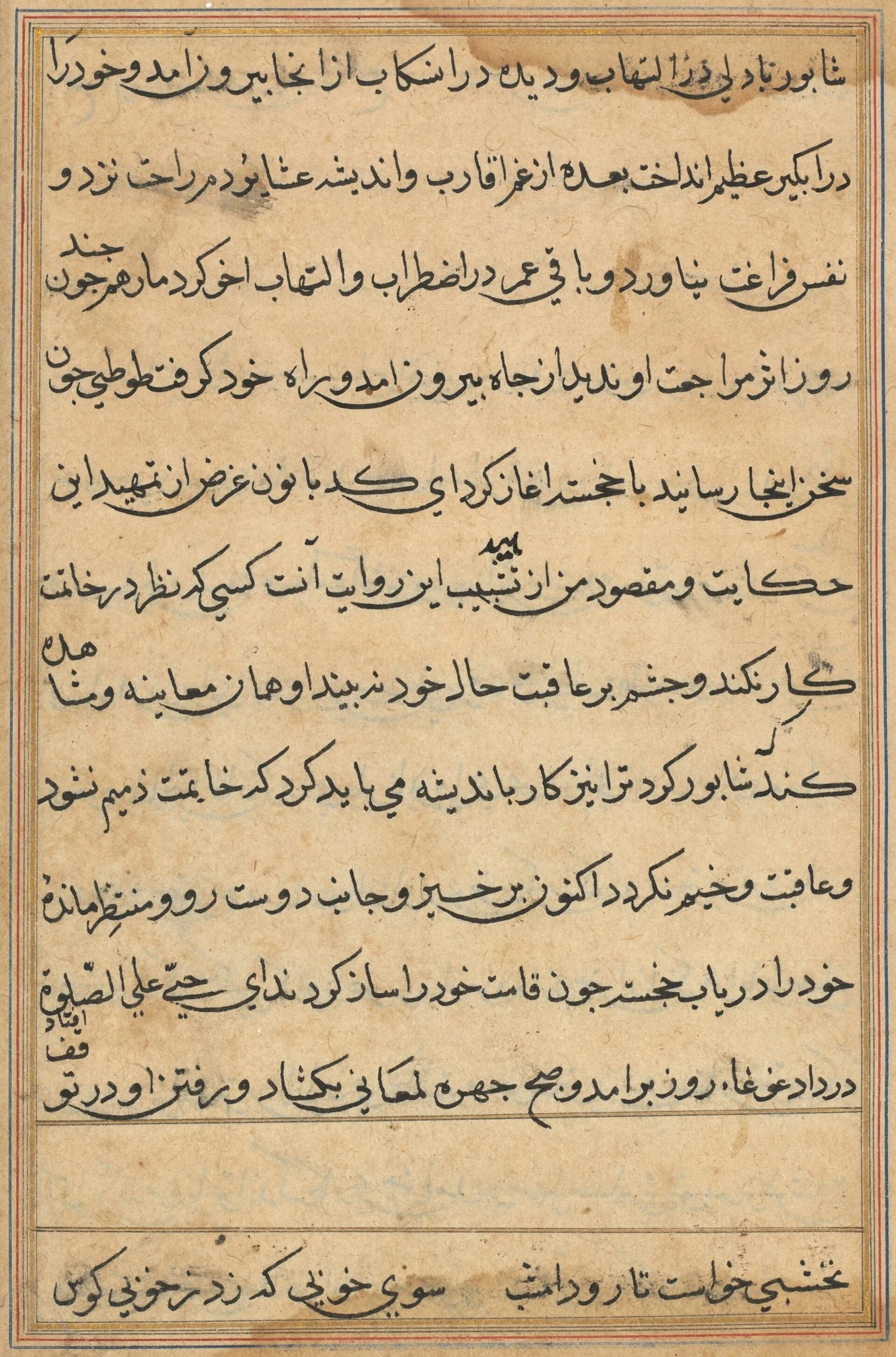 Page from Tales of a Parrot (Tuti-nama): text page, detail