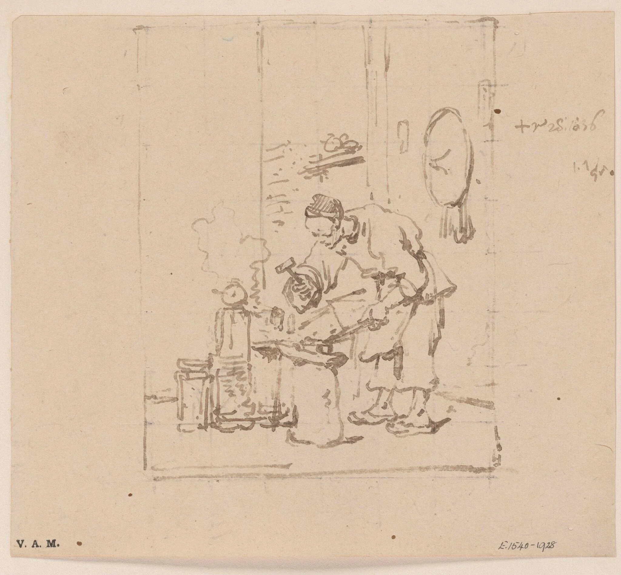 A Chinese blacksmith at work, detail