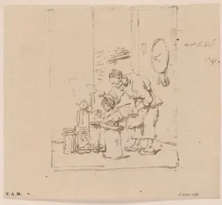 A Chinese blacksmith at work, by George Chinnery, 16