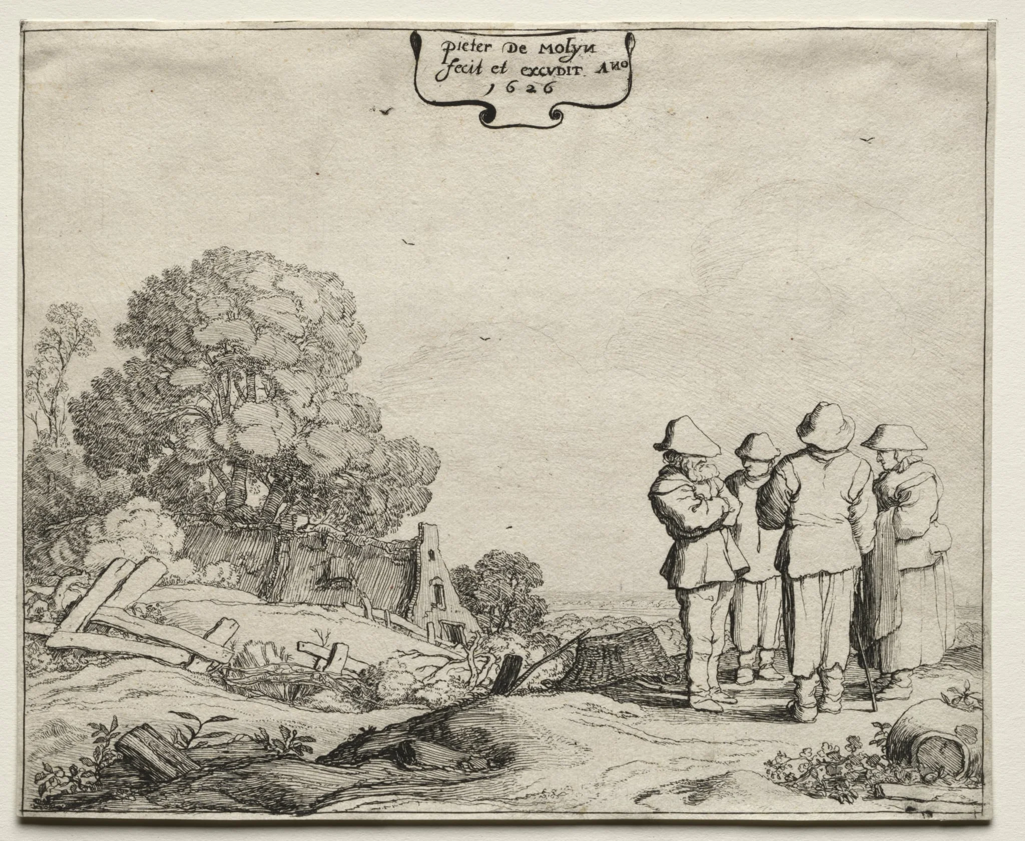 Landscape with Four Peasants Conversing, detail