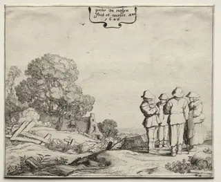 Landscape with Four Peasants Conversing, by Pieter de Molijn, 1626
