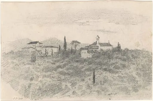 Monastery [recto], by John Singer Sargent, graphite, 1871