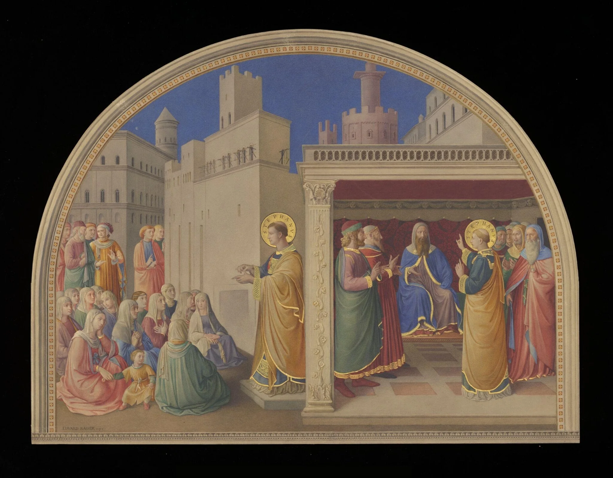 Copy after St Stephen preaching and St Stephen before the Council, Fra Angelico in the Niccoline Chapel (Vatican, Rome), detail