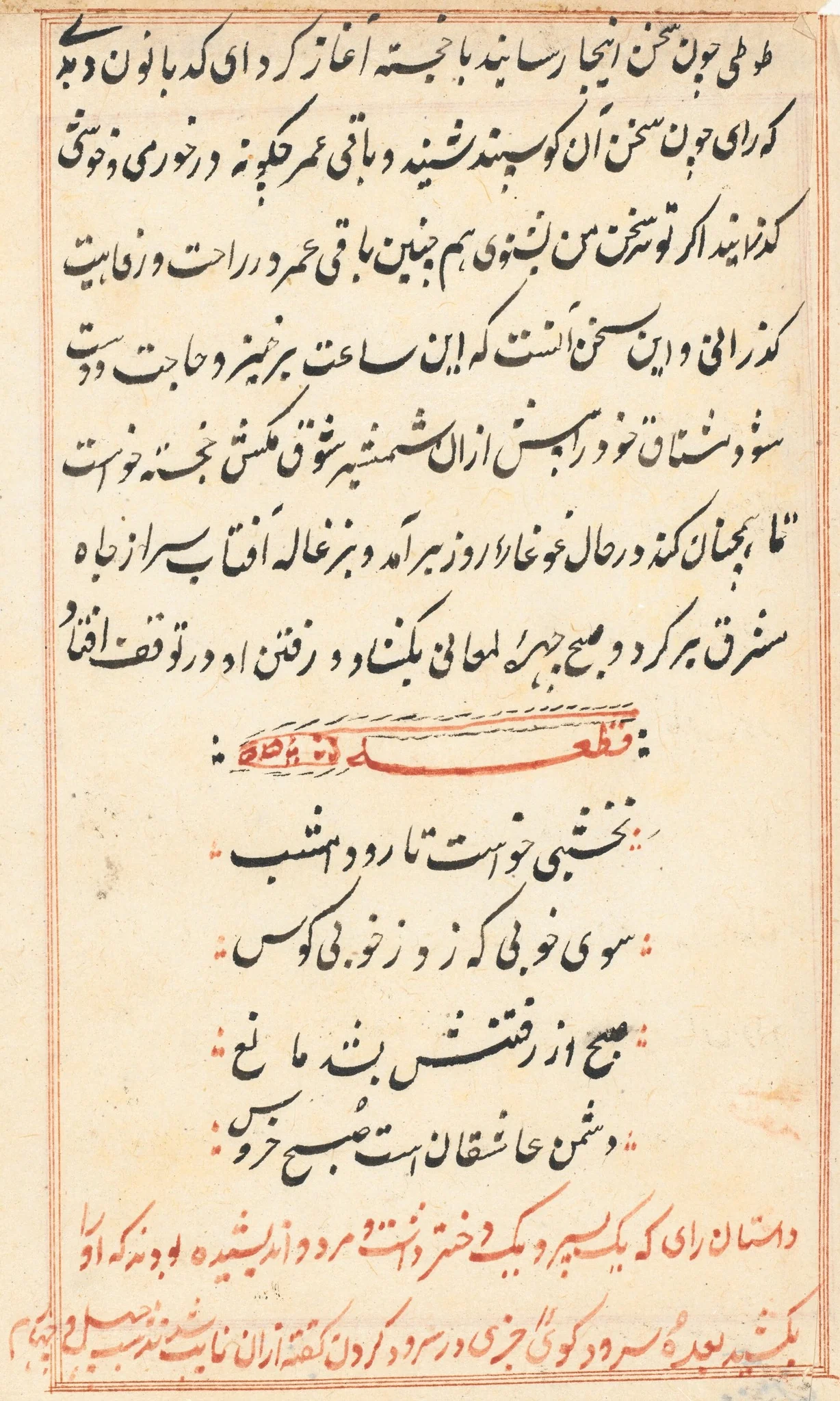 Page from Tales of a Parrot (Tuti-nama): text page, detail