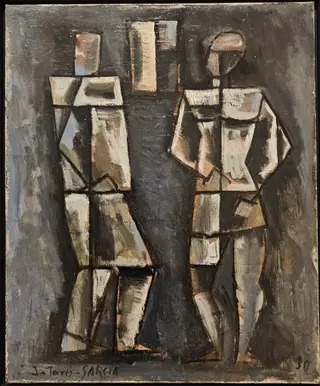 Duas Figuras, by Joaquín Torres-García, oil, 1930