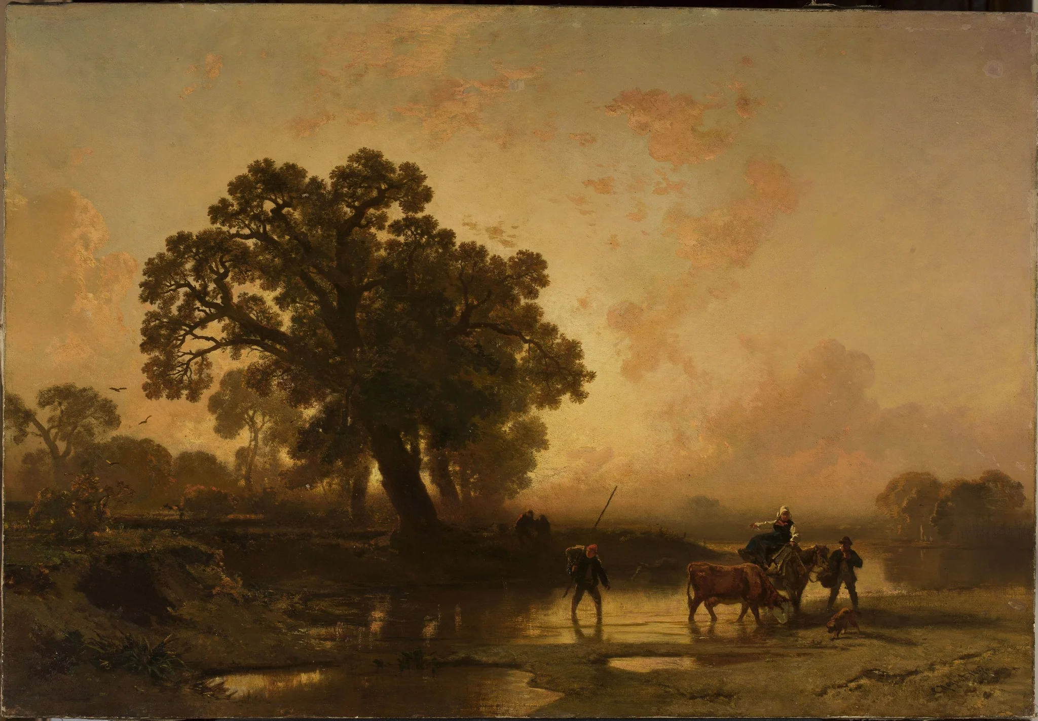 Riverside landscape at sunset, detail
