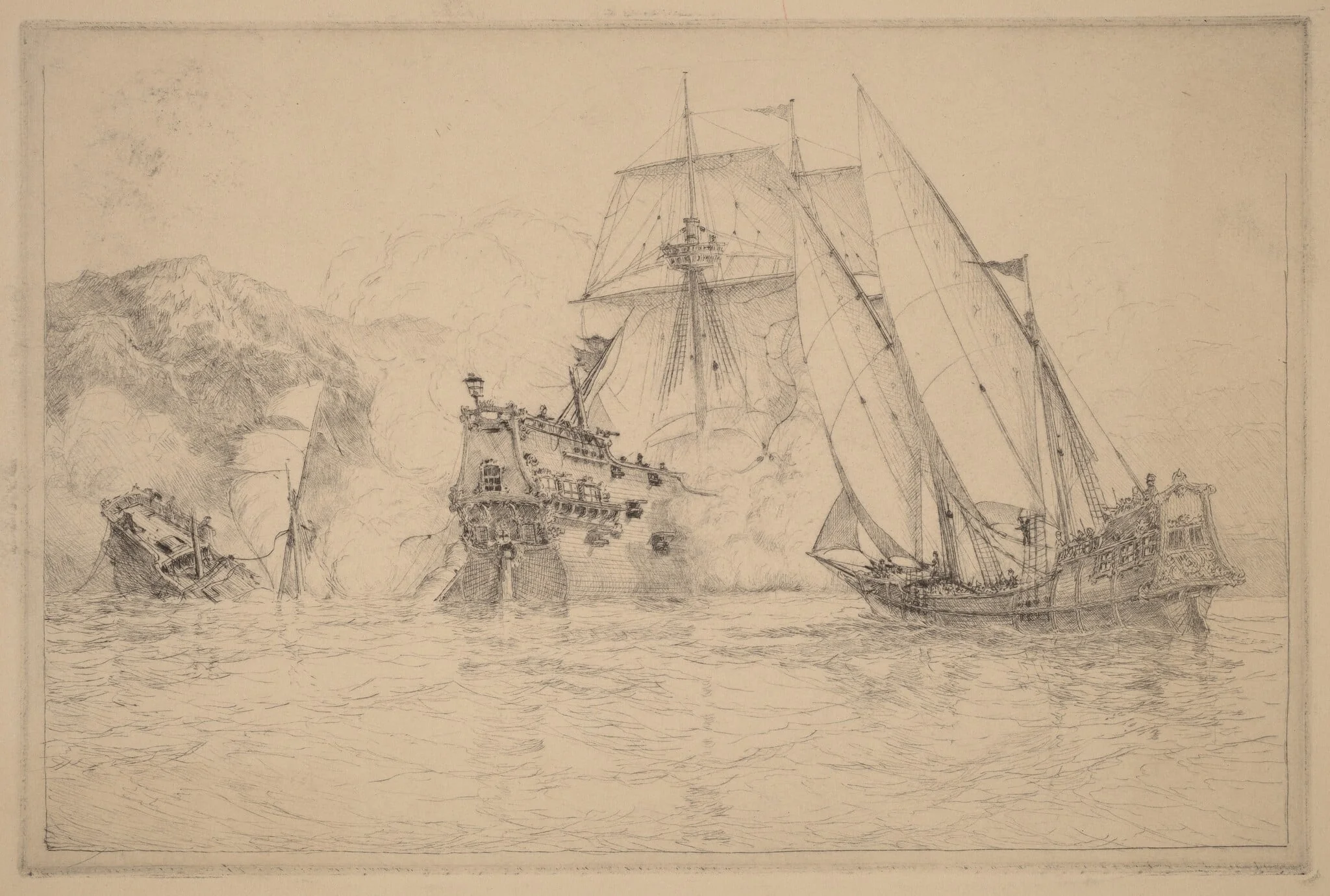 Ships Fighting, detail