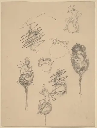 Studies for Jewelry Designs [recto], by Beatrix Godwin Whistler, graphite, 1801