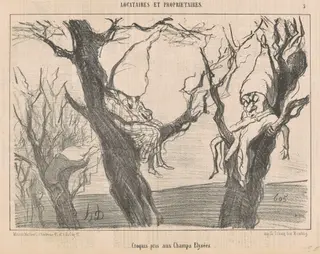 Croquis pris aux Champs Elysées, by Honoré Daumier, ink, 1854