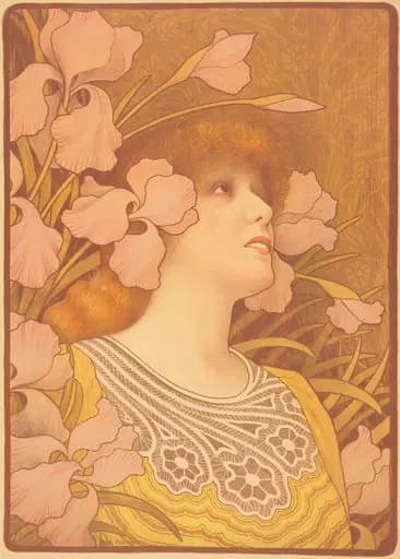 Sarah Bernhardt as Melisande, by Paul Berthon, ink, 1901
