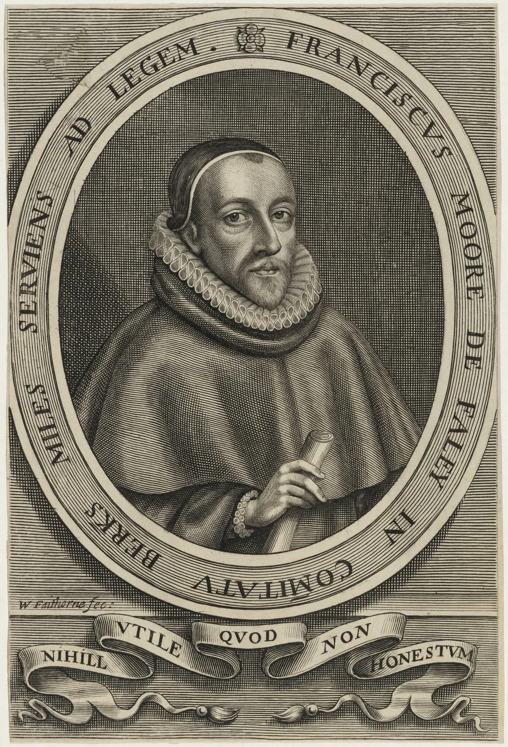 Sir Francis Moore, M.P., by William Faithorne, ink, 1663