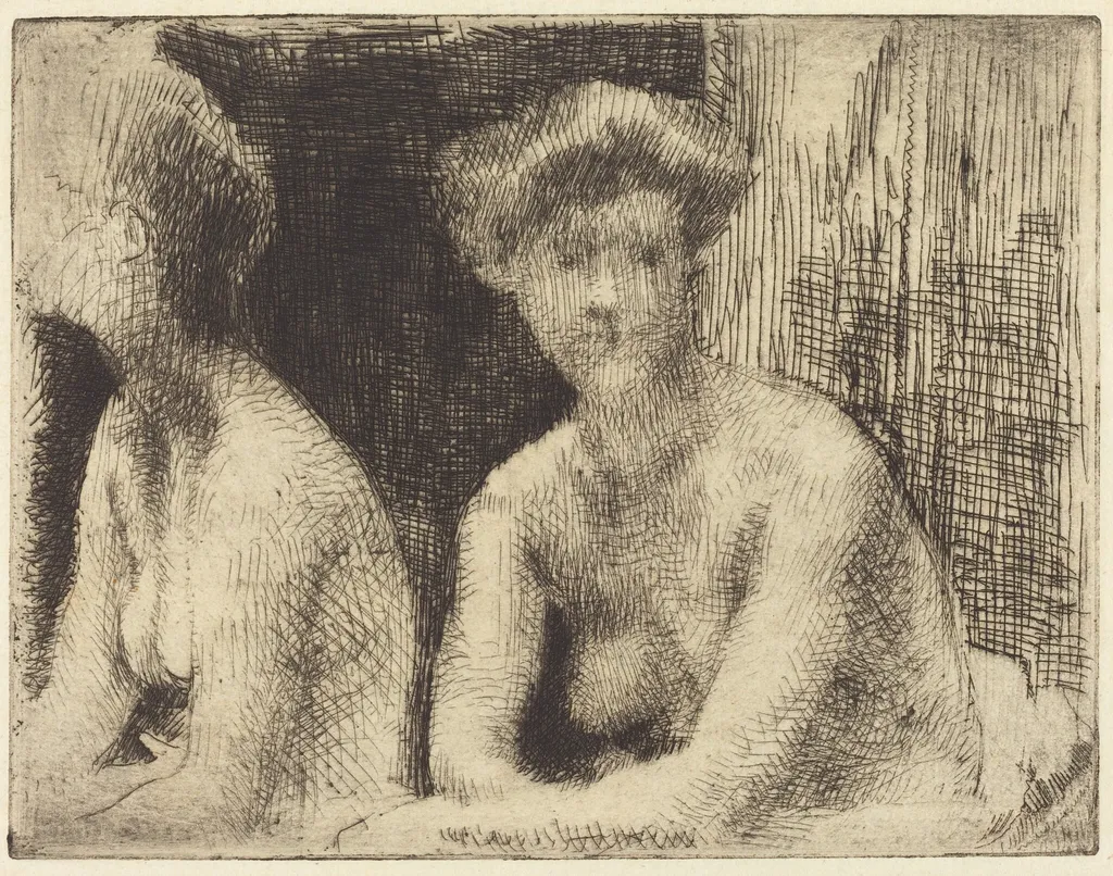 Nude Woman by a Looking Glass (Femme Nue Auprès d'une Glace), by Paul-Albert Besnard, ink, 1889