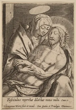 Fasciculus myrrhae dilectus meus mihi, by Hieronymus Wierix, ink, 1586