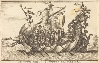 Anfione Argon condotto da Mercurio, by Balthasar Moncornet, ink, 1634